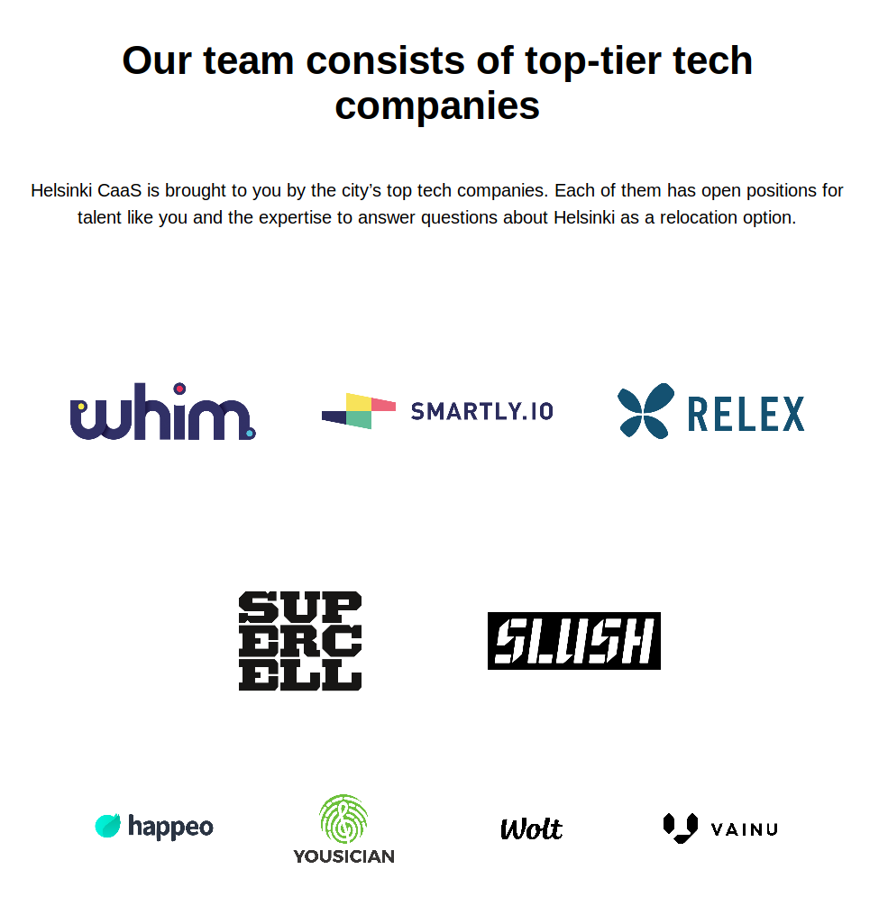 Screencap of the list of partners on the site.
